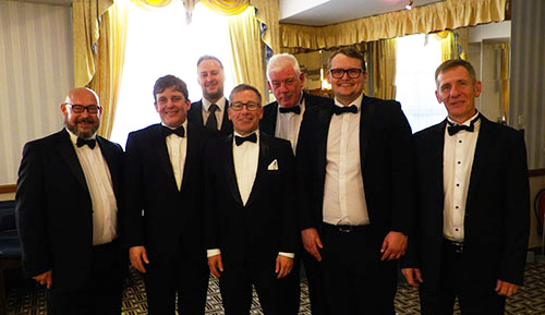 The ‘light blue’ officers of the lodge. Pictured from left to right, are: Neil Callaghan, Justin Burgoyne, John-Paul Lovie, Robert Marsden, Dave Cryer, Michael Sjollema and James Wilkes. The ‘light blue’ officers of the lodge. Pictured from left to right, are: Neil Callaghan, Justin Burgoyne, John-Paul Lovie, Robert Marsden, Dave Cryer, Michael Sjollema and James Wilkes.