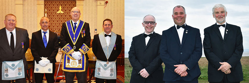 Pictured left from left to right, are: Alan Oddie, Mike McKenzie, Gary Rogerson and David Kyle. Pictured right from left to right, are: Gary Jones, Gordon Evans and Les Preston.