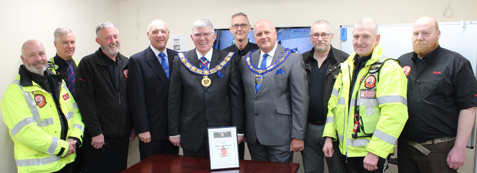 Pictured front centre are: Steve Kayne, Tony Harrison and David Winder, with the North West Blood Bike team. Pictured front centre are: Steve Kayne, Tony Harrison and David Winder, with the North West Blood Bike team.