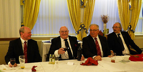 Pictured from left to right at the festive banquet, are: Duncan Smith, Bill Eardley, Colin Goodwin and Gordon McLean.