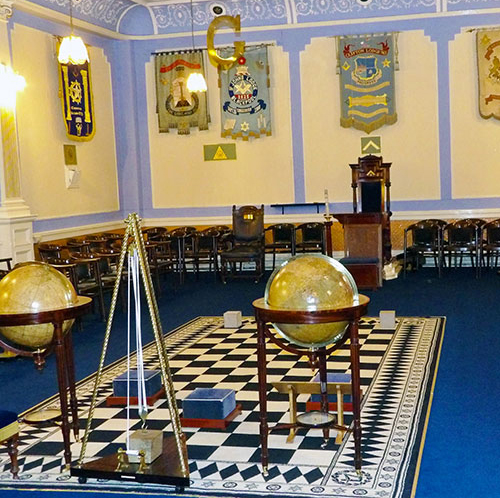 The upper lodge room at the Masonic Hall. The upper lodge room at the Masonic Hall.