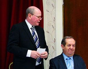 John Turpin (right) is entertained by Duncan Smith’s toast to Harry. John Turpin (right) is entertained by Duncan Smith’s toast to Harry.