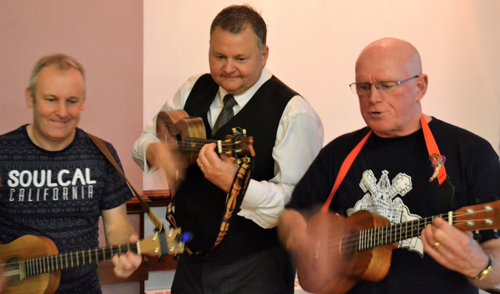 Paul Hudson (centre) makes guest appearance with the band. Paul Hudson (centre) makes guest appearance with the band.