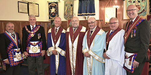 Pictured from left to right waiting for proceedings to begin, are: Chris Butterfield, Paul Renton, Alan Hilton, Stuart Collins, Keith Jones, Nigel Fryer and Gary Rogerson.