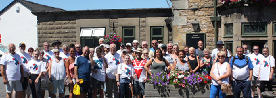 The Wigan walkers at the starting point, poised for action and ready to go. The Wigan walkers at the starting point, poised for action and ready to go.