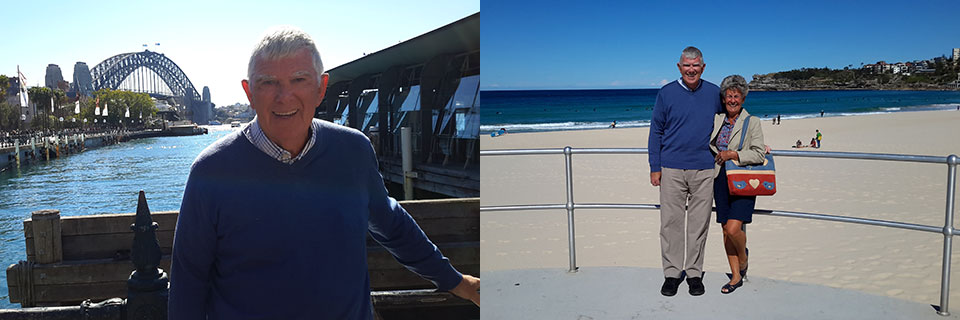 Picture left: By the harbour in Sydney with the famous landmark in the background. Picture right: We just couldn’t miss visiting Bondi Beach! Picture left: By the harbour in Sydney with the famous landmark in the background. Picture right: We just couldn’t miss visiting Bondi Beach!