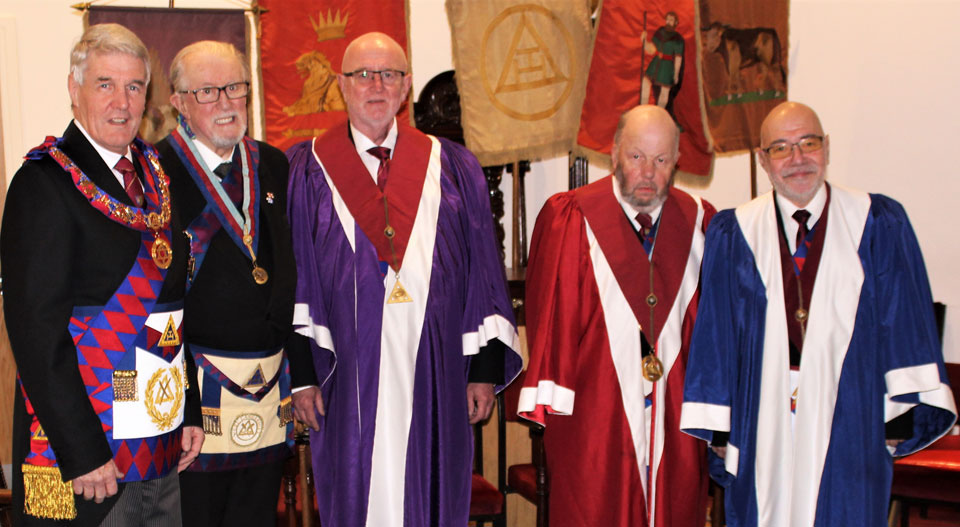 Pictured from left to right, are: Paul Andrew Renton, Ernest ‘Bill’ Young, Andrew Makin, David Benson and Malcolm Jacobs. Pictured from left to right, are: Paul Andrew Renton, Ernest ‘Bill’ Young, Andrew Makin, David Benson and Malcolm Jacobs.