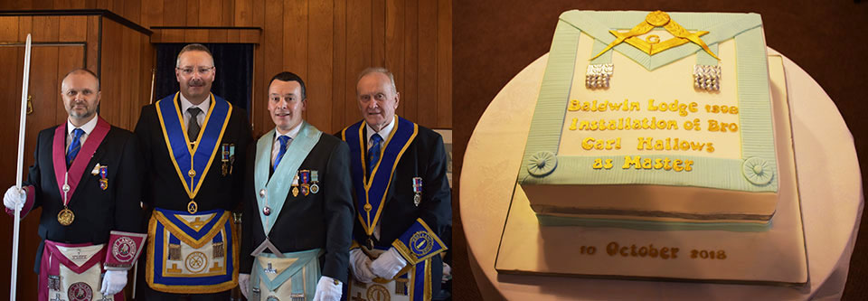 Picture left from left to right, are: Steve McKellar, Dean Anderson, Carl Hallows and Brian Fallows. Picture right: The decorated cake.
