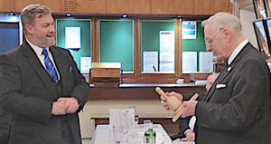 David Boyes (left) presents Alan Carter with commemorative gavel David Boyes (left) presents Alan Carter with commemorative gavel