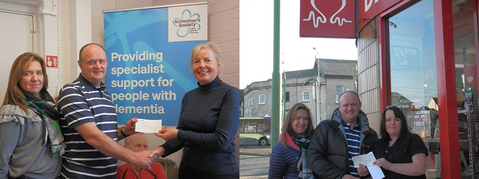 Freemasons supporting their local community. Picture left: Sam and Dean Roskell presenting a cheque to Alzheimer’s Society manager Janet Holmes. Picture right: Sam and Dean presenting a cheque to British Heart Foundation area manager Joanne Farrell. Freemasons supporting their local community. Picture left: Sam and Dean Roskell presenting a cheque to Alzheimer’s Society manager Janet Holmes. Picture right: Sam and Dean presenting a cheque to British Heart Foundation area manager Joanne Farrell.