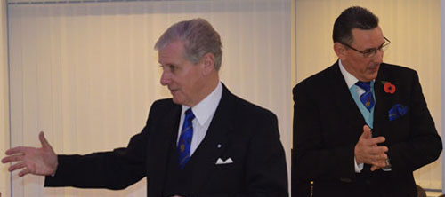Pictured left: Stuart responds to the toast to the grand officers. Pictured right: Eddie responding to his toast. Pictured left: Stuart responds to the toast to the grand officers. Pictured right: Eddie responding to his toast.