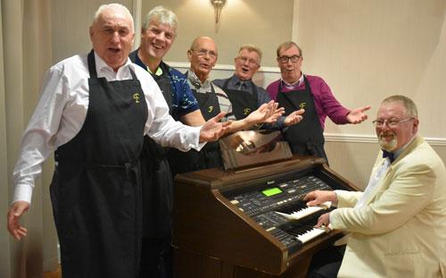Pictured from left to right, are: Richard Wilcock, Ian Thompson, Ian Bethell, Tony Nevinson and Russ Greenhow with organist Paul Gregson. Pictured from left to right, are: Richard Wilcock, Ian Thompson, Ian Bethell, Tony Nevinson and Russ Greenhow with organist Paul Gregson.