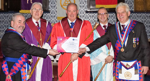 Pictured from left to right at the presentation of the vice patron’s certificate, are: Christopher Butterfield, Ken Bradley, Mark Mellor, John McKenzie and Paul Shirley. Pictured from left to right at the presentation of the vice patron’s certificate, are: Christopher Butterfield, Ken Bradley, Mark Mellor, John McKenzie and Paul Shirley.