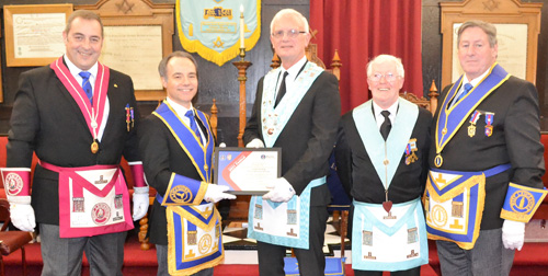 Pictured from left to right at the presentation of the Grand Patron’s certificate, are: Scott Devine, Jonathan Heaton, Ian Macluskie, Roy Norman and Neil McGill. Pictured from left to right at the presentation of the Grand Patron’s certificate, are: Scott Devine, Jonathan Heaton, Ian Macluskie, Roy Norman and Neil McGill.