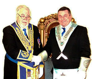 Roy Pyne (left) congratulating Kieron Lowe on becoming WM. Roy Pyne (left) congratulating Kieron Lowe on becoming WM.