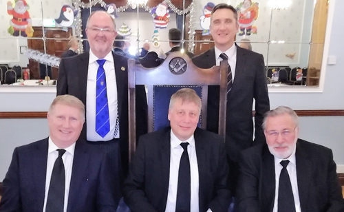 Pictured from left to right, are: (front) Steve Darlington, Martin Bos and Peter Johnson; (rear) John Calvert and Steve Cropper (Steve Darlington’s sponsor and seconder respectively). Pictured from left to right, are: (front) Steve Darlington, Martin Bos and Peter Johnson; (rear) John Calvert and Steve Cropper (Steve Darlington’s sponsor and seconder respectively).