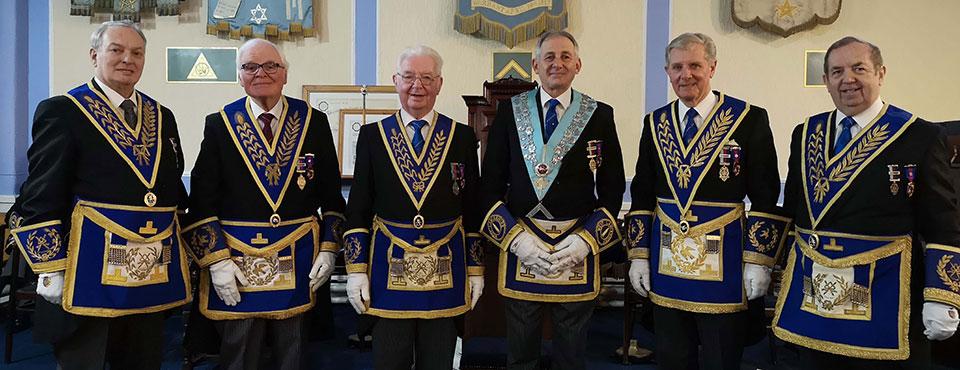 Pictured from left to right, are: Peter Bentham, Terry Hudson, Keith Jackson, Jonathan Selcoe(WM), John Thornber and John Turpin. Pictured from left to right, are: Peter Bentham, Terry Hudson, Keith Jackson, Jonathan Selcoe(WM), John Thornber and John Turpin.