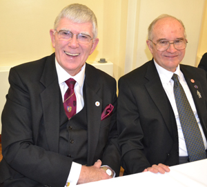 Tony Harrison (left) celebrating the 150 year anniversary of Rowley Chapter with the first principal Anthony Woof Jackson. Tony Harrison (left) celebrating the 150 year anniversary of Rowley Chapter with the first principal Anthony Woof Jackson.