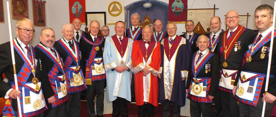 Pictured from left to right at Grange Chapter are; Peter Pemberton, Chris Butterfield, Norman Thompson, Rowly Saunders, Barry Jameson, Tony Cassells, John Martin, Barrie Crossley, Alan Telford, David Grainger, Chris Band, David Ozanne, Alan Jones, Andrew Bartlett, Gary Rogerson and Chris Larder.