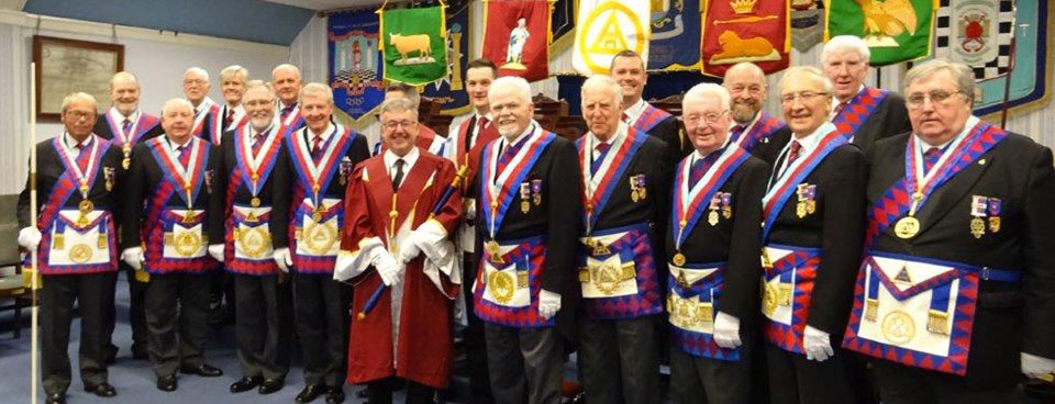 The three principals together with Stuart Thornber and a star-studded line up of grand and acting Provincial grand officers The three principals together with Stuart Thornber and a star-studded line up of grand and acting Provincial grand officers