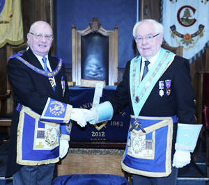 David Grainger (left) congratulates Stan Rigby. David Grainger (left) congratulates Stan Rigby.