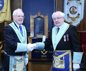 Malcolm Berry congratulates Stan Rigby. Malcolm Berry congratulates Stan Rigby.