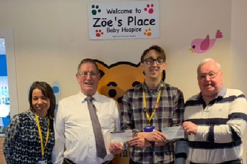 Pictured from left to right, are: Carol Kirkham (Fund Raiser for Zoë's Place), David Anderson, Mark Pilkington (Fund Raiser) and John Brewin Pictured from left to right, are: Carol Kirkham (Fund Raiser for Zoë's Place), David Anderson, Mark Pilkington (Fund Raiser) and John Brewin