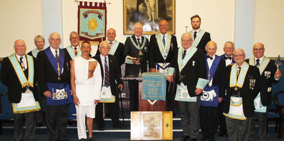 The two WMs are pictured with members of their lodges. The two WMs are pictured with members of their lodges.