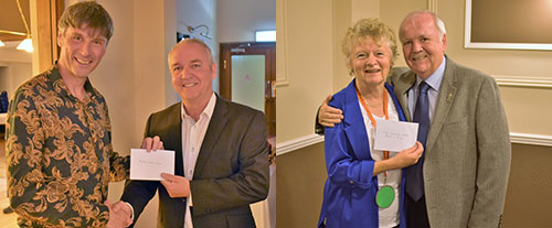 Picture left. Scott Wilson (left) and Graham Benson. Picture right. Pam Dilkes and Kieron Mullan. Picture left. Scott Wilson (left) and Graham Benson. Picture right. Pam Dilkes and Kieron Mullan.