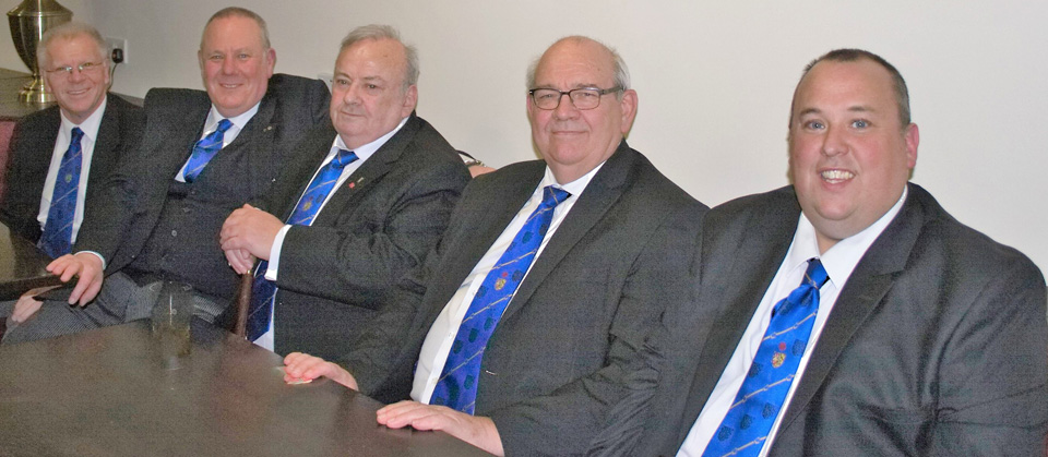 Pictured from left to right, are Derek Parkinson, Andrew Dobie, Ken Dobie, Phil Gunning and Stewart Dobie. Pictured from left to right, are Derek Parkinson, Andrew Dobie, Ken Dobie, Phil Gunning and Stewart Dobie.