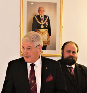 Paul responding to his toast under the watchful eye of Ezra McGowan. Paul responding to his toast under the watchful eye of Ezra McGowan.