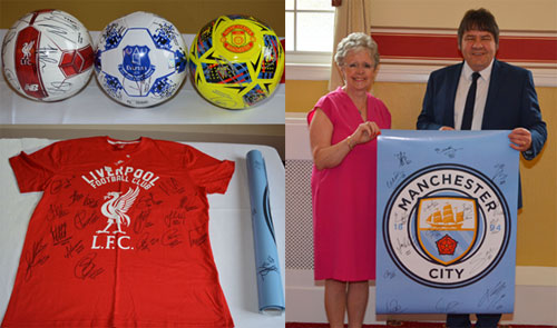 Pictures left: The prizes. Pictured right: Susan Poynton presenting Glen Screeton with his prize. Pictures left: The prizes. Pictured right: Susan Poynton presenting Glen Screeton with his prize.