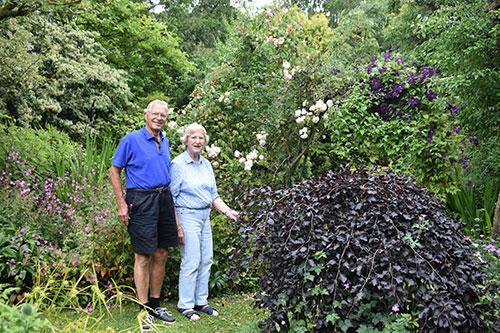 Chris and Shirley Band in their garden. Chris and Shirley Band in their garden.