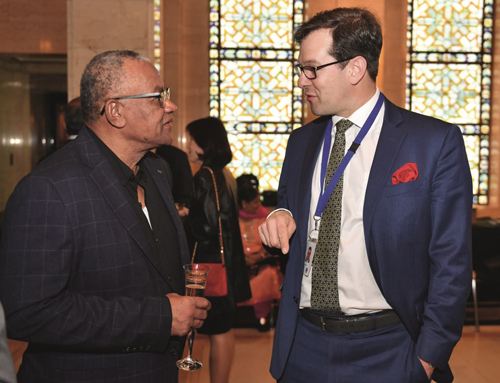 Dr David Staples (right) at a reception in Great Queen Street before he speaks about some of the major improvements being made in UGLE. Dr David Staples (right) at a reception in Great Queen Street before he speaks about some of the major improvements being made in UGLE.