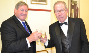 Neil McGill (left) congratulates Donald Polson on gaining the chair of Vale Lodge. Neil McGill (left) congratulates Donald Polson on gaining the chair of Vale Lodge.