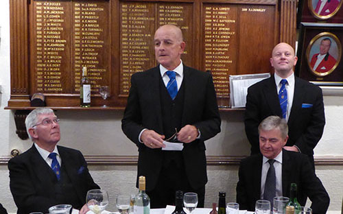 Graham responds to the toast to his health. Graham responds to the toast to his health.