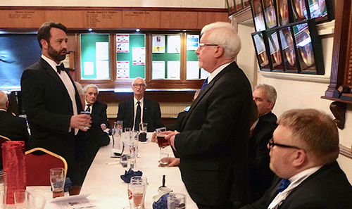 Mike Tattersall (left) sings the master’s song. Mike Tattersall (left) sings the master’s song.