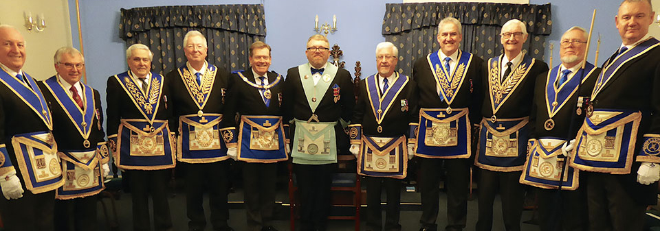 Grand and acting Provincial grand officers with Alan Ledger and Eric Carroll. Grand and acting Provincial grand officers with Alan Ledger and Eric Carroll.
