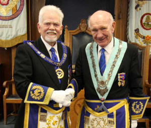 David Randerson (left) congratulates Don Richardson. David Randerson (left) congratulates Don Richardson.