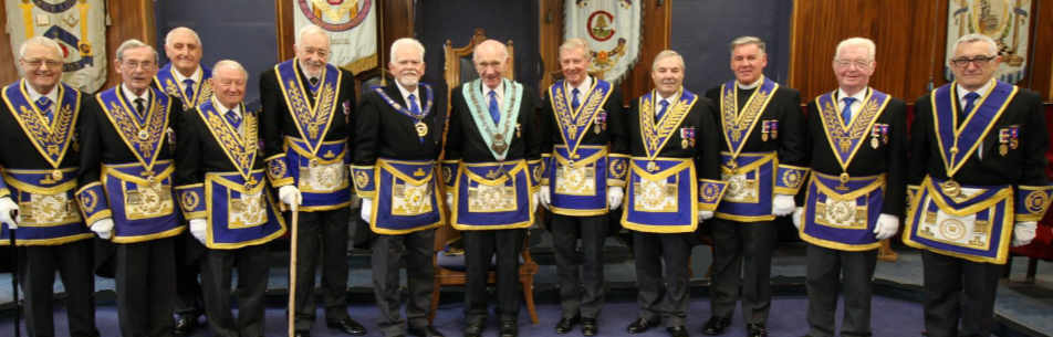 Don Richardson (centre) with grand officers and acting Provincial grand officers. Don Richardson (centre) with grand officers and acting Provincial grand officers.