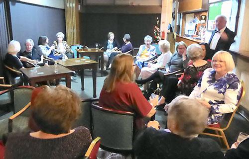 The ladies wait for the brethren to join them in the bar. The ladies wait for the brethren to join them in the bar.