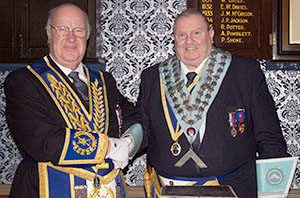 Brian receiving the congratulations of Stephen Walls.