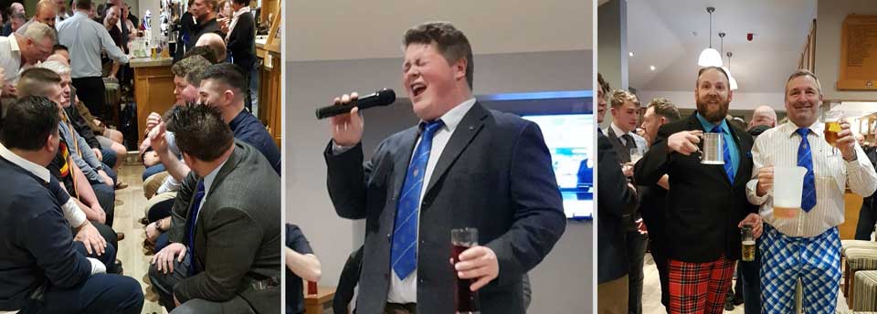 Highlights of the evening with David Massam (centre) giving a song. Highlights of the evening with David Massam (centre) giving a song.