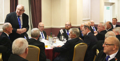 Phil Gunning entertains the assembled diners at the festive banquet. Phil Gunning entertains the assembled diners at the festive banquet.