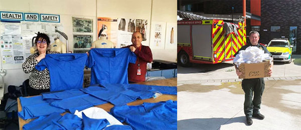 Pictured left: Volunteers show some of the items at ‘Wigan Scrub Hub’. Pictured right: Scrubs being delivered by a volunteer. Pictured left: Volunteers show some of the items at ‘Wigan Scrub Hub’. Pictured right: Scrubs being delivered by a volunteer.