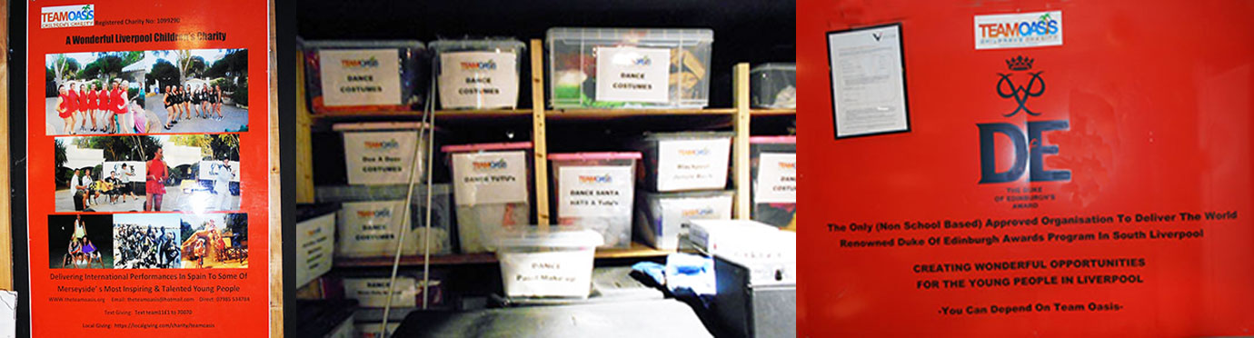 Pictured left: Information poster on the delivering of performances in Spain. Pictured centre: Storage of costumes for children’s performances. Pictured right: The Duke of Edinburgh’s Award that the charity received. Pictured left: Information poster on the delivering of performances in Spain. Pictured centre: Storage of costumes for children’s performances. Pictured right: The Duke of Edinburgh’s Award that the charity received.