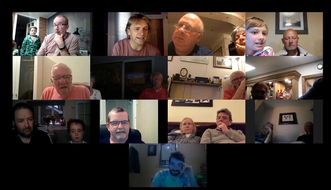 Members and their families taking part in a Zoom meeting during which the third raffle was drawn. Members and their families taking part in a Zoom meeting during which the third raffle was drawn.