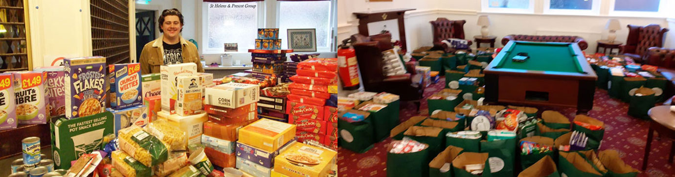 Pictured left: A volunteer with the goods. Pictured right: All packed and ready to go. Pictured left: A volunteer with the goods. Pictured right: All packed and ready to go.