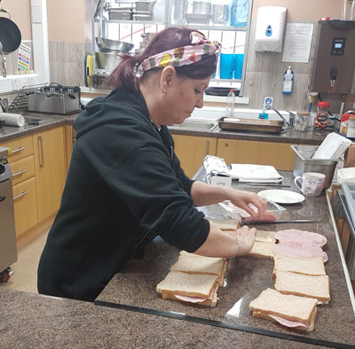 Preparing soup and sandwich at HSP. Preparing soup and sandwich at HSP.