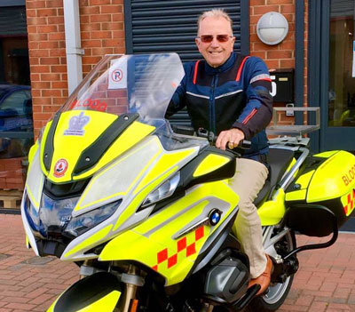 Terry Derbyshire sits proudly astride the new arrival. Terry Derbyshire sits proudly astride the new arrival.